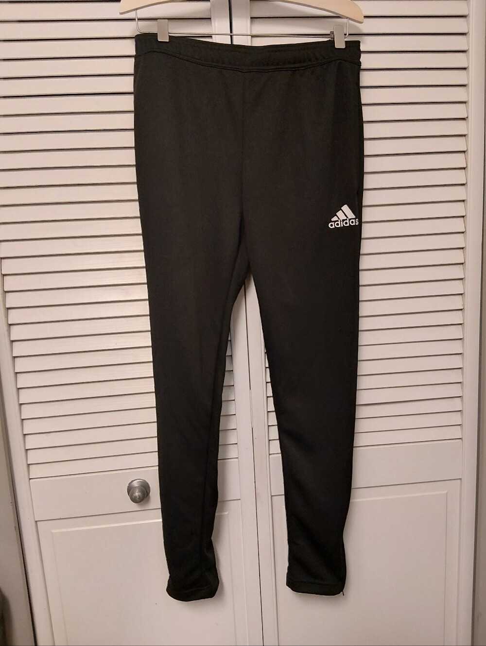 adidas Black Men's Slim Track Joggers with White Logo